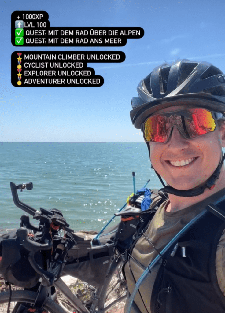Bikepacking-Tour ans Meer nach einer 1000-Kilometer-Radreise mit voll beladenem Fahrrad